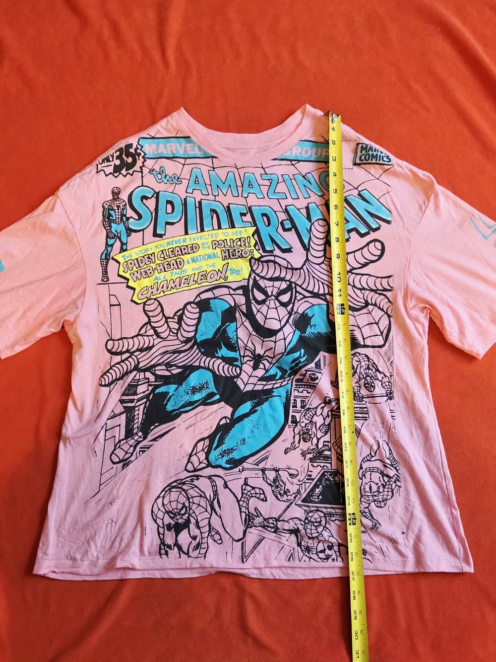 MARVEL Spider-Man Comic Panels Graphic T-Shirt Unisex XL  Pink